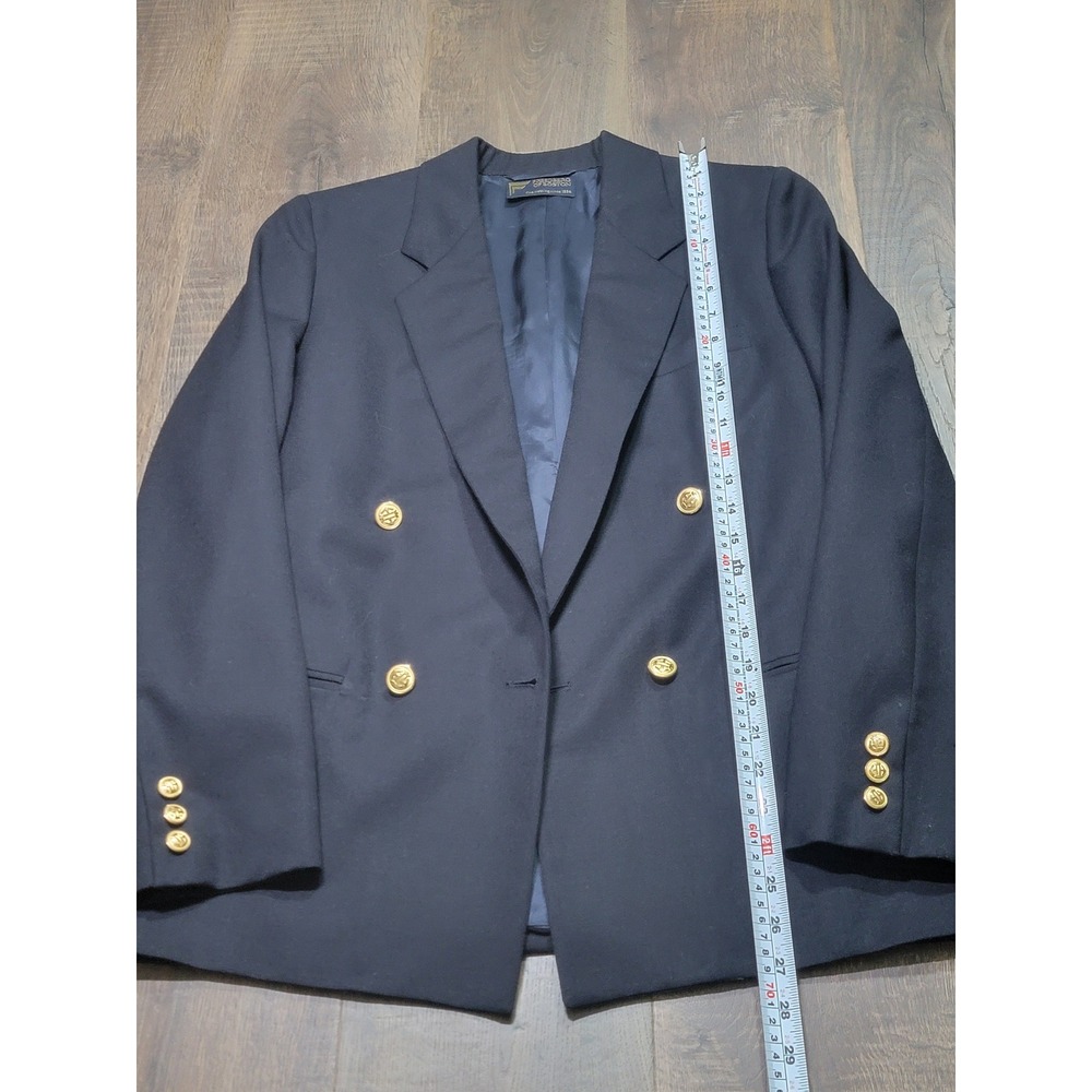 Freedberg of Boston Nordstrom Navy Blue Wool Double Breasted Blazer Gold Buttons